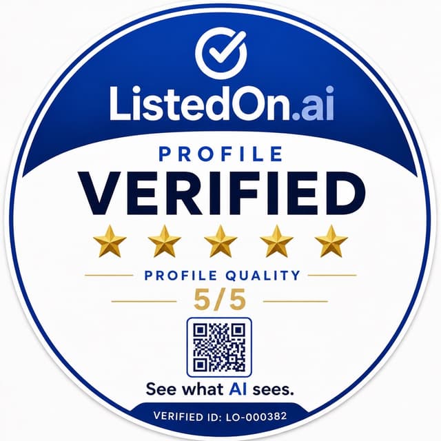 ListedOn Profile Verified window sticker — Profile Quality score, QR code, and Verified ID.